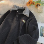 Vyri&scaron;kas velvetinis polo apykaklės džemperis, rudens/žiemos stiliaus, plius velvetu pastorinta avies vilnos striukė paaugliams Honkongo stiliumi 2XL