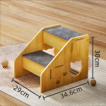 Mediniai &scaron;unų laiptai, katės laiptai, 2 pakopų lipimas, neslystantys reikmenys, laiptelis, namelis, naminis gyvūnas