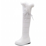 &Scaron;ilti kailiniai pliu&scaron;iniai sniego batai moterims žieminiai batai pūkiniai juodi balti vir&scaron; kelių auk&scaron;čio batai moteri&scaron;ki neper&scaron;lampami patogūs ilgi lietaus batai 43 balta