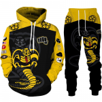 Juokingas Cobra Kai 3D spausdinimo sportinis kostiumas, vyri&scaron;kas &scaron;aunus gobtuvas/kelnės/kostiumas Hip Hop 2022 m. madinga ilgomis rankovėmis bėgiojanti sportinė apranga, sportinis komplektas M