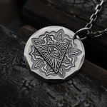 Dievo Akies Vėrinys Vario Dengtas Vyri&scaron;kas Madingas Dizainas, Ni&scaron;inis Retro Talismano Pakabukas 50CM(Necklace Size) sidabras