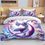 10 dydžių Pokemon Mewtwo spausdintas patalynės komplektas animacinis anime antklodės užvalkalas antklodei pagalvės užvalkalas berniukams mergaitėms vaikams suaugusiems karali&scaron;ko dydžio dovana EU single(135x200cm)