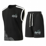 Didelio dydžio greitai džiūstantis komplektas, kvėpuojantis berankovių &scaron;ortų komplektas, vyri&scaron;kas vasaros fitneso bėgimas, elastingas drėgmę praleidžiantis ir prakaitą i&scaron;garinantis XXXXXL juoda