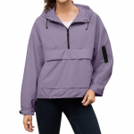 women's Loose Comfortable Casual Fashionable Solid Color Pullover Hooded Long Sleeved Windbreaker XL violetinė