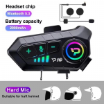 Y10 Motociklininko &scaron;almo interkomas Bluetooth 5.3 Ausinė 300M Interkomunikatorius Važiavimo komunikacija Belaidis interfonas Vandeniui atsparus Muzikos grotuvas Ausinė 1PCS Soft MIC