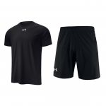 Under Armour raidžių spaudos megztinis su apvalia apykakle ir elastiniu juosmeniu &scaron;ortai Laisvalaikio sportinis komplektas Vyri&scaron;ki komplektai Juodas 22500518-001+22500214-001 M