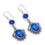 Natural London Blue Topaz Gemstone 925 Sterling Silver Earring 2.29 n6q56