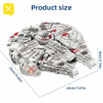 TOYLINX 1361 vnt. Kosminė nuotykio Millennium karo laivo konstravimo kaladėlių rinkinys Kosminis laivas Falcon Kosminis laivas Kaladėlės Žaislas su LED ap&scaron;vietimu