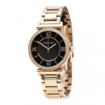 Michael Kors Catlin juodas deimantų ciferblatas rožinio aukso plieno apyrankė moteri&scaron;kas laikrodis - MK3356 juoda