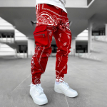 Hip Hop spausdinimo kelnės Vyri&scaron;kos kelnės Mados Streetwear sportiniai kelnės vyrams Bėgiotojai High Street Laisvos krovininės kelnės Vyrai S raudona