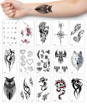 15 lak&scaron;tų pusiau nuolatinių tatuiruočių, didelės laikinos tatuiruotės suaugusiems, netikros rankovių tatuiruotės, pusiau nuolatinių kūno ir rankos tatuiruočių lipdukai, atsparūs vandeniui, ilga La gray