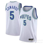Vyri&scaron;ki krep&scaron;inio mar&scaron;kinėliai Minnesota Timberwolves Edwards 5 Towns 32 Wiggins 1 V formos i&scaron;kirpte, be rankovių, medvilninis sportinis mar&scaron;kinėlis XXL