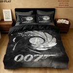007 Ra&scaron;tas Lovos Užvalkalų Komplektas Užvalkalas Pagalvės Užvalkalas Namų Dekoras Gimtadienio Dovana (1 * užvalkalas antklodei + 2 * užvalkalas pagalvei be užpildo) 135x200cm black