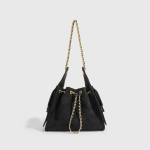 Rudens Žiemos Moteri&scaron;ka Dygsniuota Grandinėlės Kibiro Formos Rankinė Madingo Stiliaus Dirbtinio Suede Rankinė Madinga Peties Crossbody Moteri&scaron;ka Piniginė Large size black