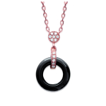 Les Tr&eacute;sors De Lily [L3894] - Collier Plaqu&eacute; Or 'Sissi' noir (c&eacute;ramique) ros&eacute; - 12 mm juoda