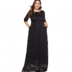 Didelio dydžio Xl-6xl pavasario rudens tu&scaron;čiavidurė nėriniuota suknelė Europos auk&scaron;tos kokybės vakarinės moteri&scaron;kos baltos juodos suknelės 5XL juoda