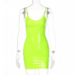 Eleganti&scaron;ka seksuali moteri&scaron;ka &bdquo;Bodycon&ldquo; moteri&scaron;ka suknelė 2022 m. vasarinė PU odos be rankovių vakarėliui skirta vakarinė naktinio klubo suknelės, moteri&scaron;kos aprangos S žalia