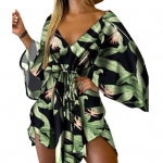 Asimetri&scaron;kas Hem Elegant Beauty Moteri&scaron;ka suknelė Tropical Print Sexy Moteri&scaron;ka Suknelė Suri&scaron;ama priekyje V kaklo mini suknelė Paplūdimio drabužiai XL rožinė raudona spalva