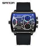 SANDA Naujas Square Watch Fashion Sports Daugiafunkcis studentų elektroninis laikrodis Vyri&scaron;kas vandeniui atsparus Quartol laikrodis