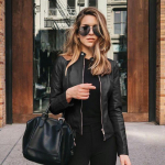 Moteri&scaron;ka pavasario rudens PU striukė su užtrauktuku, odinė madinga trumpi ploni, tvirti megztinio kostiumo vir&scaron;ūnės XL