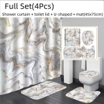 4 vnt. abstrakčios marmurinės du&scaron;o užuolaidos, įtrūkusios auksinės tekstūros prabangios akmens masės vonios užuolaidos tualeto dangtis ir vonios kilimėlis, neslystantis kilimėlis