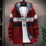 Megztinis Vyri&scaron;ki Megztiniai Paltai Žieminis Fleece Megztas Megztinis Striukė &Scaron;iltas Užtrauktukas Vilna su gobtuvu Megztinis XL vyno raudonos spalvos