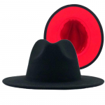 Paprastos i&scaron;orinės mėlynos spalvos vidinės raudonos vilnos veltinio džiazo &bdquo;Fedora&ldquo; kepurės su plonu diržo sagtimi vyri&scaron;kos moteri&scaron;kos plačiabrylės Panama Trilby kepuraitės 56-58-60cm 56-58CM