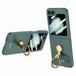 Madingas trimatis stovas, sulankstomas telefono dėklas, skirtas Samsung Galaxy Z Flip 5 itin plona apvalkalo plėvele, integruotu apsauginiu dangteliu Samsung Z Flip 5 juoda