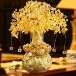 Laimės medžio turtas Geltonas medis Natūralūs pinigų medžio papuo&scaron;alai Bonsai stiliaus turtai Sėkmės feng shui papuo&scaron;alai Amatai
