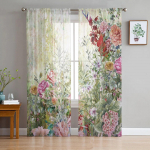 Rožinė Romanti&scaron;ka Prabangi Tiulio Užuolaida Moderniam Svetainės Virtuvės &Scaron;ifono Užuolaida Miegamajam Skaidri Valanso Užuolaida 135W x 137H(cm)