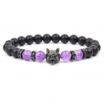 Vilkas žavesio apyrankės Vyrai Natūralūs Juodi Agatai Onikso Akmens Apyrankė Drąsi Blue Tiger Eye Elastinė 8 mm Karoliukai Papuo&scaron;alai Karoliukai Pulsera 23cm-9.1inch