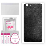 apgo Protective Skin Sticker for the back compatible with vivo Y55s, Wrap Film, Foil, Vinyl - Pattern Black Leather