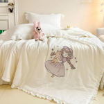 Nauja A klasės medvilnė, rauk&scaron;lėtas siūlas, didelė siuvinėta vasarinė antklodė 200x230cm 1.9kg