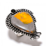 Natural Bumblebee Jasper, Onyx Gemstone 925 Sterling Silver Ring Size 6 t4o83