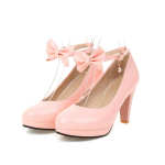 Moteri&scaron;ki auk&scaron;takulniai su kulnais-smeigtukais ir dirželiu aplink kulk&scaron;nį, su platforma, apvaliu priekiu, lakinės odos, vasariniai, rudeniniai, saldūs Lolitos stiliaus batai 49 rožinė