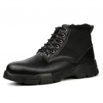 Madingi vandeniui atsparūs odiniai apsauginiai batai vyrams, žieminiai batai, plieninis pir&scaron;tų galas, juodi darbo batai, nesunaikinami pramoniniai apsauginiai batai, vyri&scaron;ki batai 37