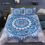 Bohemi&scaron;kas 2/3 dalių Boho Mandala patalynės komplektas Viengulio Karalienės Karali&scaron;ko dydžio antklodė Antklodės užvalkalas ir pagalvės užvalkalas Mink&scaron;tūs patalai EU single(135x200cm)