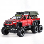 1/28 BENZ X-CLASS 6X6 Kempingas Bekelės Transporto Priemonė Lydinio Automobilio Modelis Garsas ir &Scaron;viesa Vaiki&scaron;kas Žaislas Kolekcionuojami Daiktai Gimtadienio Dovana raudona