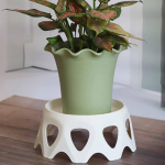 Flower Pot Holder 21 cm Diameter Riser Stool Round Floor Standing Minimalist Design Display Stand tamsiai ruda spalva