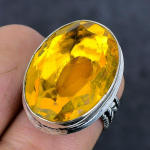 Citrine Gemstone Handmade 925 Sterling Silver Jewelry Ring Size 5.5 h1r88
