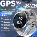 2025 Naujas Premium GPS I&scaron;manusis Laikrodis Ultra HD AMOLED Ekranas Integruotas GPS BT Skambinimas 10ATM Vandeniui atspari I&scaron;mani Apyrankė Silicone belt sidabras