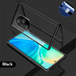 360&deg; Skaidrus Dvipusis Stiklas Magnetinė Adsorbcija Metalinis Bamperis Telefono Dėklas Honor 400 400 Pro 400 Lite Paslėpta Sagtis Objektyvo Apsauga Smūgiams Atsparus Vir&scaron;elis Honor 400 juoda