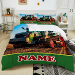 Nauja! Personalizuotas Vardo Retro Traktoriaus Ra&scaron;to Spausdintas Lovos 3 dalių Komplektas Vaikams Suaugusiems Mink&scaron;ta Patalyne Kalėdų Helovino Dovana EU Twin 135X200cm