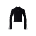 Adidas Originals Auk&scaron;tos kokybės megztas golfas su trimis juostelėmis Moteri&scaron;ki vir&scaron;utiniai drabužiai Juodas JI7058 M