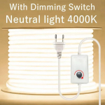 220V LED juosta vandeniui atspari su lę&scaron;iu COB lanksti juosta su jungikliu/reguliuojama EU ki&scaron;tuku kambariui, miegamajam, virtuvei, lauko sodo ap&scaron;vietimui 30M With Dimming Switch balta