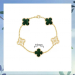 Auk&scaron;tos kokybės keturlapio dobilo penkių gėlių apyrankė moterims, 18k, sėkmės gėlė, balto perlamutro apyrankė