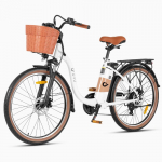 Elektrinis dviratis DYU C6 Pro 26 250W variklis Miesto Ebike 15.6AH Maksimalus nuotolis 80Km Apkrova 120Kg Baltas 36V 15.6AH balta