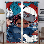 Eleganti&scaron;kos kambario užuolaidos 2 vnt. Demon Slayer svetainės užuolaida Namų interjero užuolaidos kameros uždangoms Tiulis miegamajam Vaikui W50xH70cmx2pcs-CL