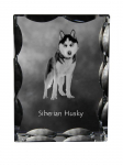 Siberian Husky, Chukcha - crystal with a picture of a dog, glass statuette with a picture, unique frame with a picture from Art-Dog brand skaidri