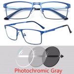 0 -0.5 -0.75 Iki -6.0 Metalinis Viso Rėmelio Saulės Fotochrominiai Kvadratiniai Receptiniai Akiniai Su Cilindro Galia Myopia -2.75 white